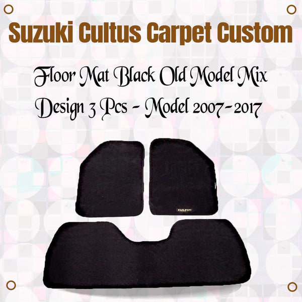 Suzuki Cultus Carpet Custom Floor Mat Black Old Model Mix Design 3 Pcs - Model 2007-2017