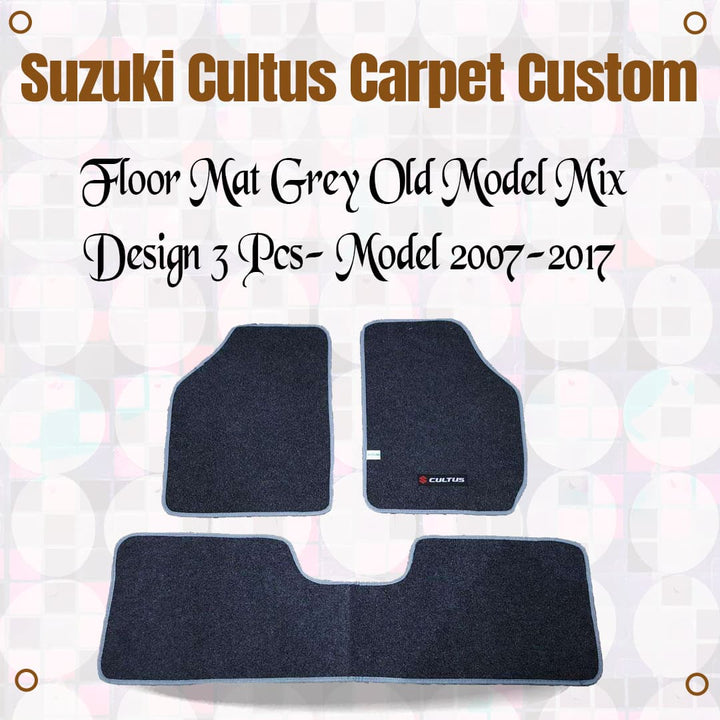 Suzuki Cultus Carpet Custom Floor Mat Grey Old Model Mix Design 3 Pcs- Model 2007-2017