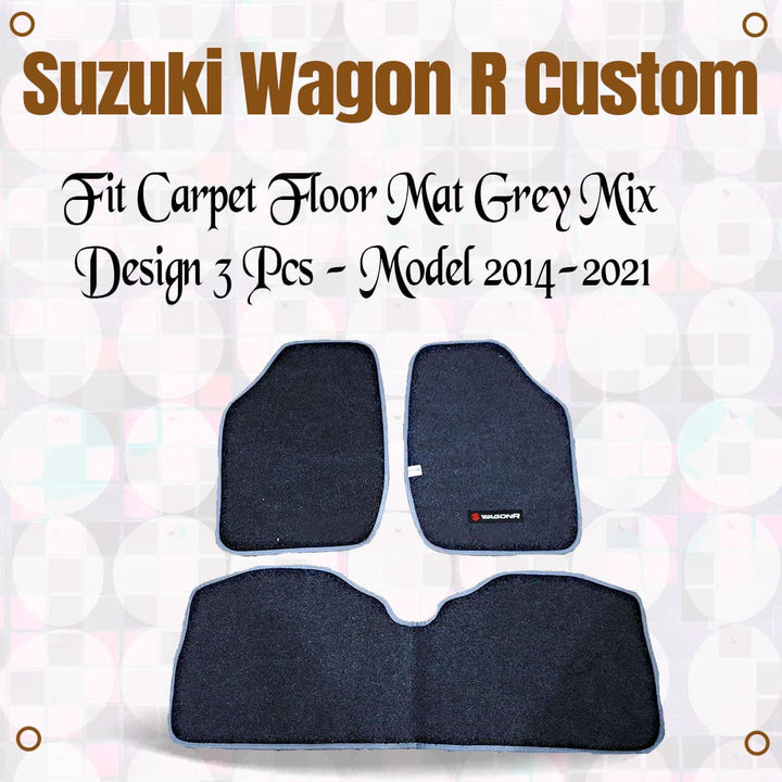 Suzuki Wagon R Custom Fit Carpet Floor Mat Grey Mix Design 3 Pcs - Model 2014-2021