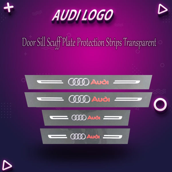 Audi Logo Door Sill Scuff Plate Protection Strips Transparent