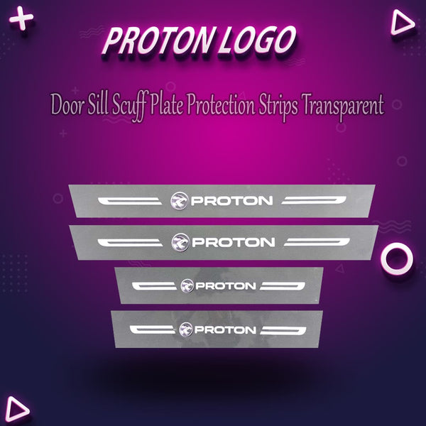 Proton Logo Door Sill Scuff Plate Protection Strips Transparent