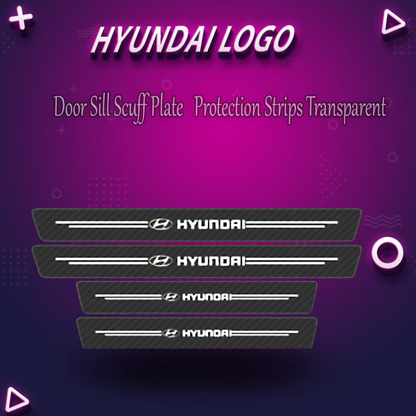 Hyundai Logo Door Sill Scuff Plate Protection Strips Transparent