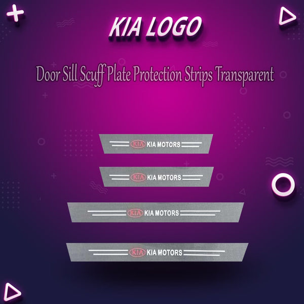 KIA Logo Door Sill Scuff Plate Protection Strips Transparent