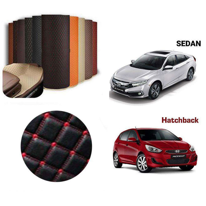 7D Black Red Floor Matting For Sedan Hatchback Cars 7FT