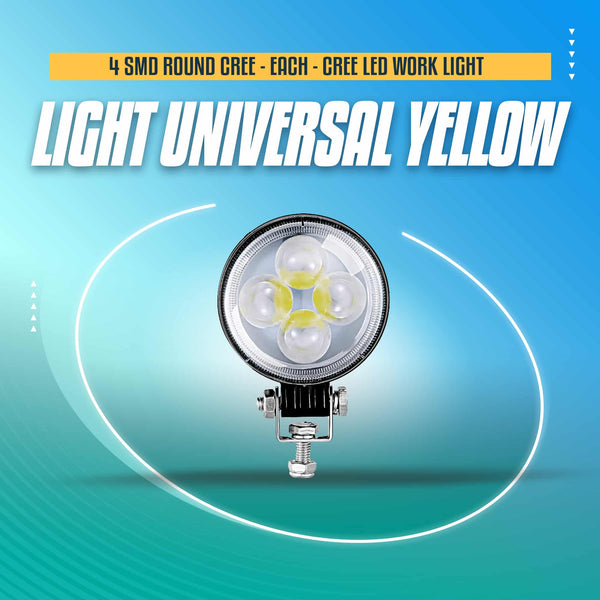 4 SMD Round Cree Light Universal Yellow - Each