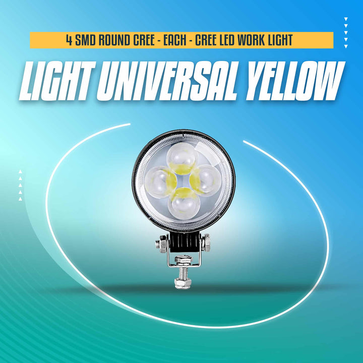 4 SMD Round Cree Light Universal Yellow - Each