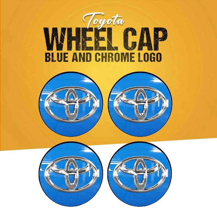 Toyota Logo Wheel Hub Covers Blue And Chrome