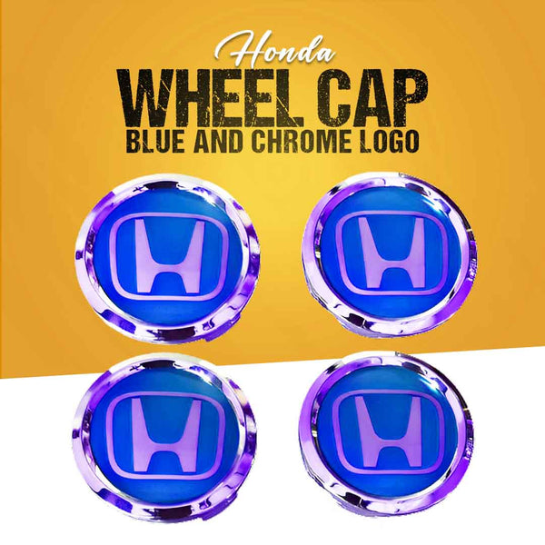 Honda Logo Wheel Hub Covers Blue And Chrome