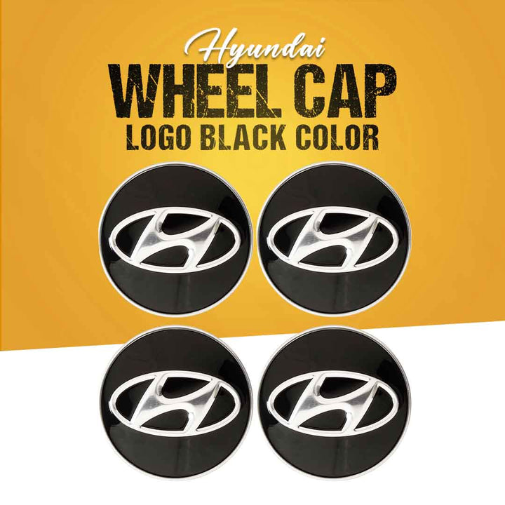 Hyundai Wheel Cap Logo Black Color - 4 Pieces