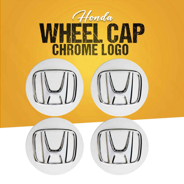 Honda Logo Wheel Cap Full Chrome Center Hub Badge - 4 Pcs