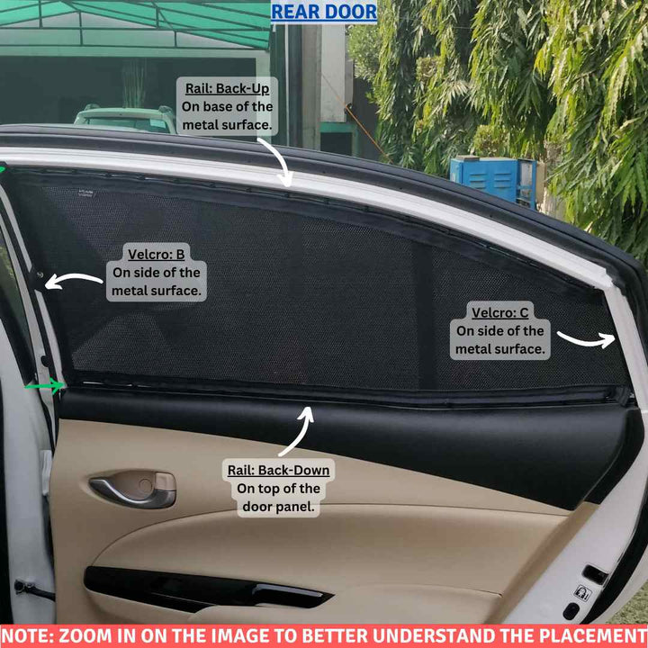 Toyota Yaris Retractable Curtains Custom Fit Sunshades - Model 2020-2022