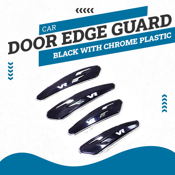 Car Door Edge Guard Black With Chrome Plastic