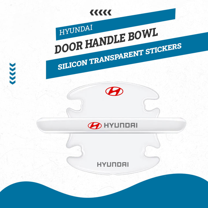 Hyundai Door Handle Bowl Silicon Transparent Stickers Anti Collision Protection Strip - 8PC