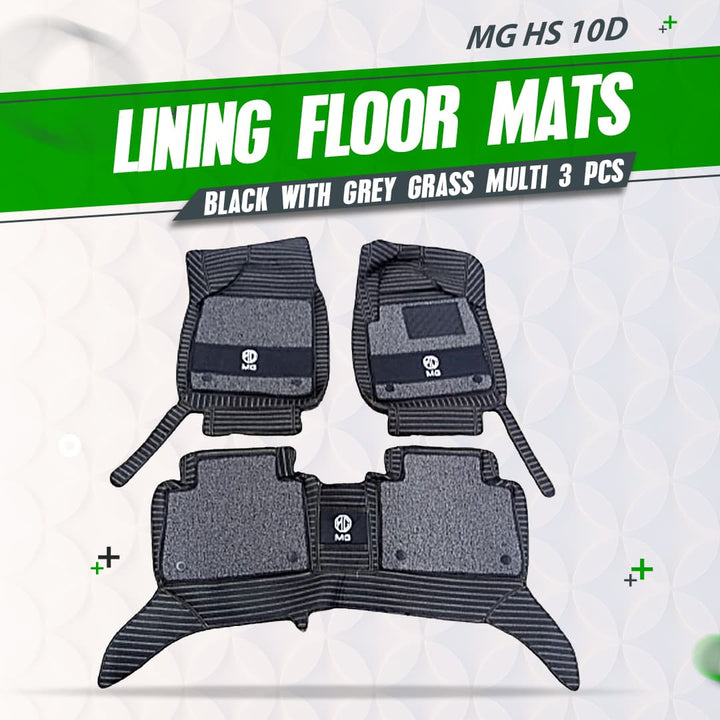 MG HS 10D Lining Floor Mats Mix Thread Black With Grey Grass Multi 3 Pcs - Model 2020-2021