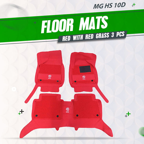 MG HS 10D Floor Mats Mix Thread Red With Red Grass 3 Pcs - Model 2020-2022