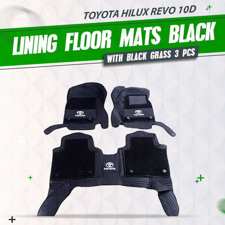 Toyota Hilux Revo/Rocco 10D Lining Floor Mats Mix Thread Black With Black Grass 3 Pcs