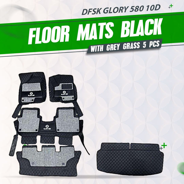 DFSK Glory 580 10D Floor Mats Mix Thread Black With Grey Grass 5 Pcs - Model 2020-2024