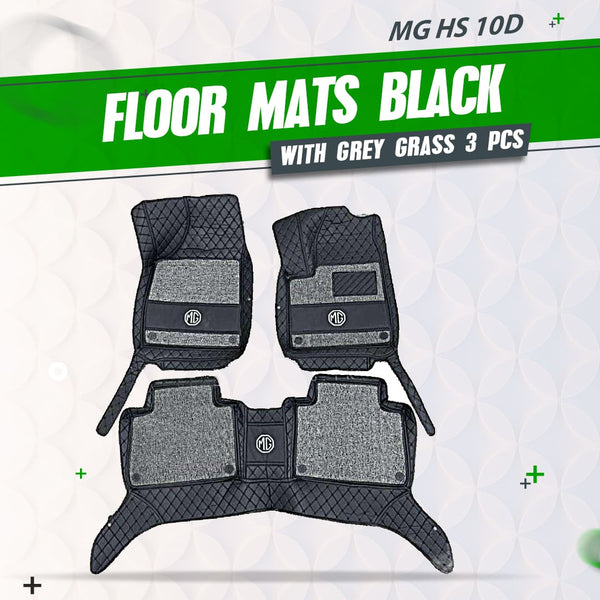 MG HS 10D Floor Mats Mix Thread Black With Grey Grass 3 Pcs - Model 2020-2022