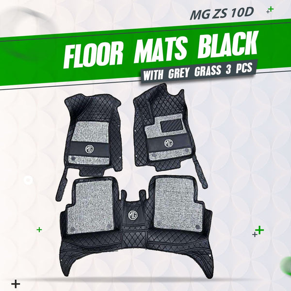 MG ZS 10D Floor Mats Mix Thread Black With Grey Grass 3 Pcs - Model 2020-2022