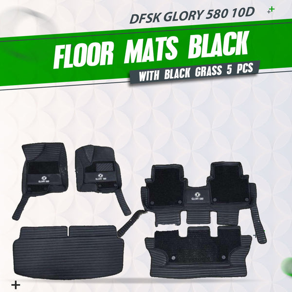 DFSK Glory 580 10D Floor Mats Mix Thread Black With Black Grass 5 Pcs - Model 2020-2024