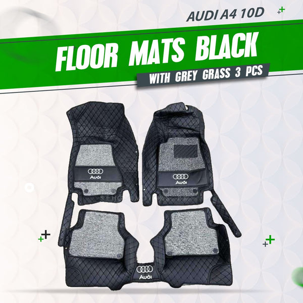 Audi A5 10D Floor Mats Mix Thread Black With Grey Grass 3 Pcs - Model 2017-2018