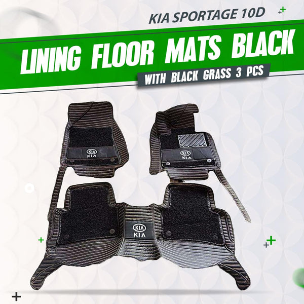 KIA Sportage 10D Lining Floor Mats Mix Thread Black With Black Grass 3 Pcs - Model 2019-2024