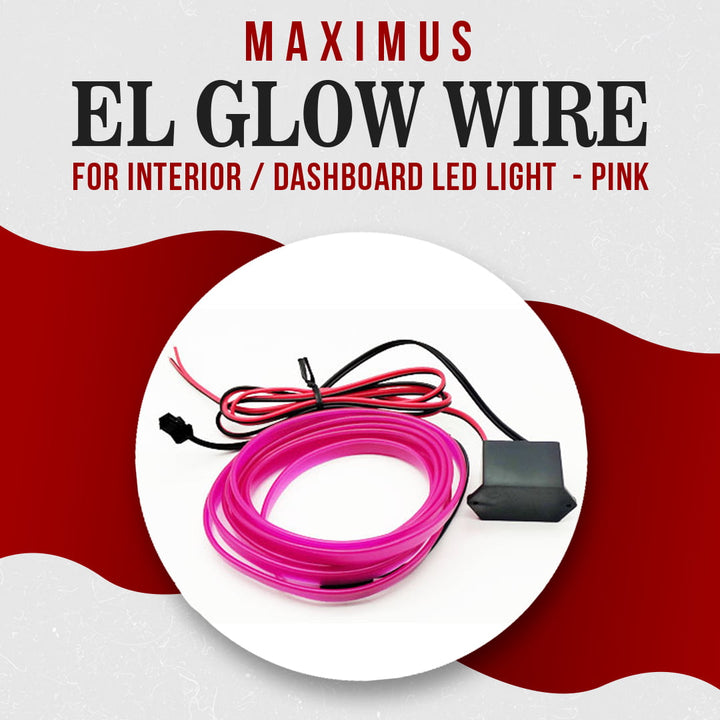 Maximus EL Glow Wire Interior/Dashboard LED Light 2Meters 6ft Pink