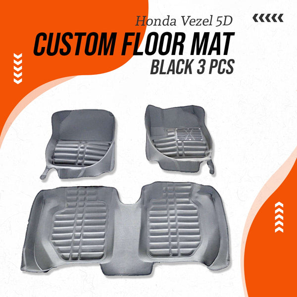 Honda Vezel 5D Custom Floor Mat Black 3 Pcs - Model 2013-2021