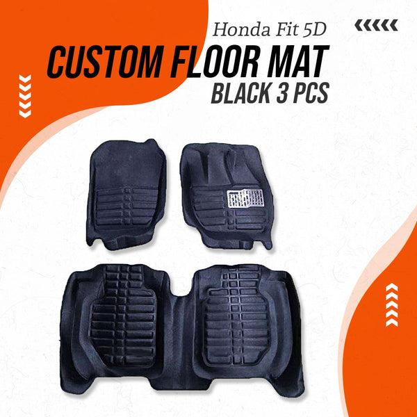 Honda Fit 5D Custom Floor Mat Black 3 Pcs - Model 2013-2017