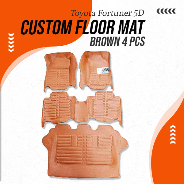 Toyota Fortuner 5D Custom Floor Mat Brown 4 Pcs - Model 2016-2021