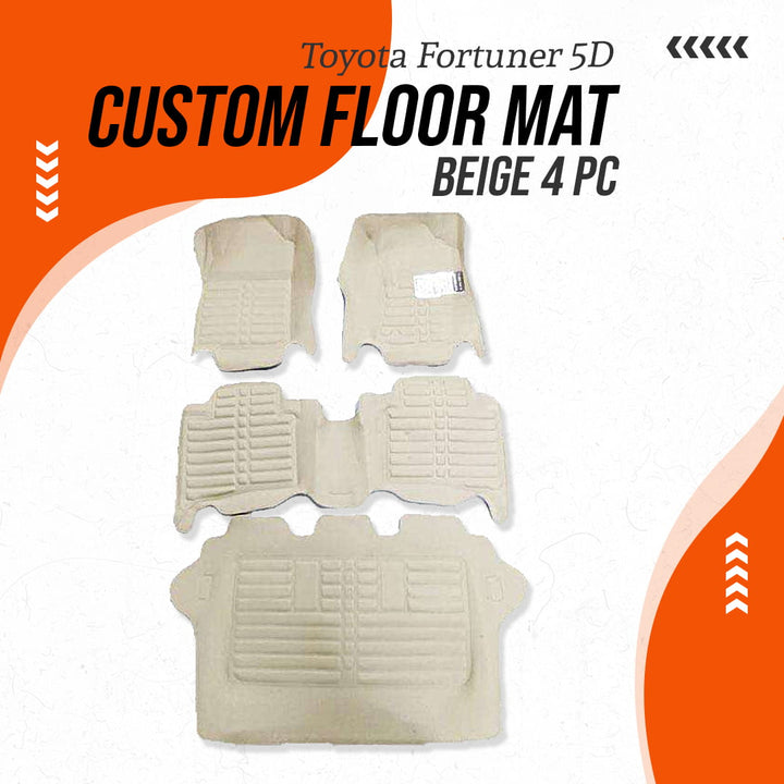 Toyota Fortuner 5D Custom Floor Mat Beige 4 PC - Model 2016-2021