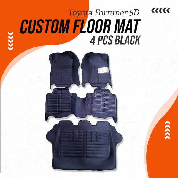 Toyota Fortuner 5D Custom Floor Mat 4 Pcs Black - Model 2016-2021