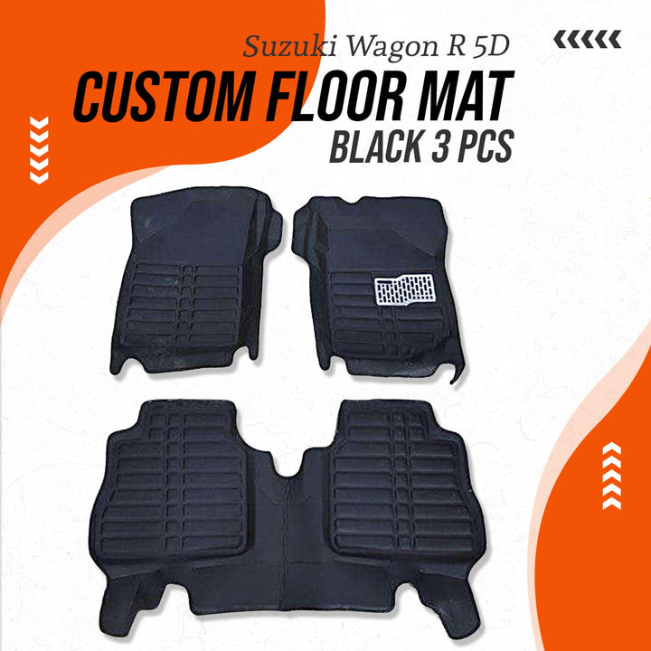 Suzuki Wagon R 5D Custom Floor Mat Black 3 Pcs - Model 2014-2021