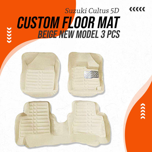 Suzuki Cultus 5D Custom Floor Mat Beige New Model 3 Pcs- Model - 2017-2021