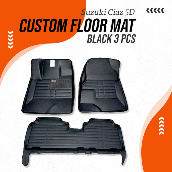 Suzuki Ciaz 5D Custom Floor Mat Black 3 Pcs - Model 2017-2021