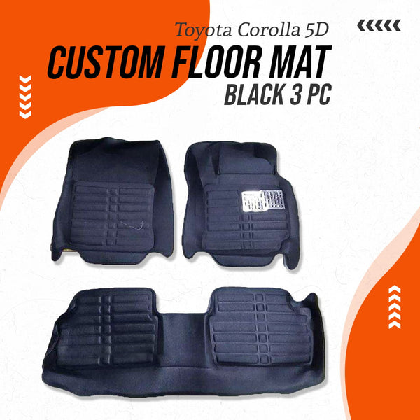 Toyota Corolla 5D Custom Floor Mat Black 3 Pcs - Model 2000-2008