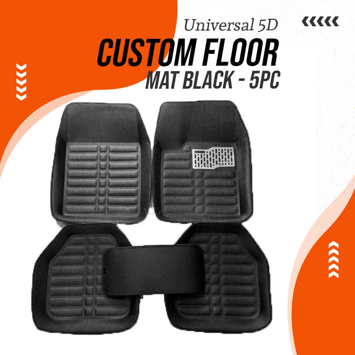 Universal 5D Custom Floor Mat Black - 5Pc