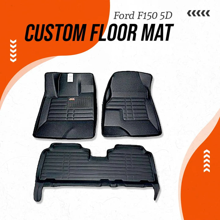 Ford F150 5D Custom Floor Mat Black 3 Pcs - Model 2015-2018