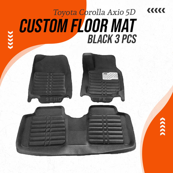 Toyota Corolla Axio 5D Custom Floor Mat Black 3 Pcs - Model 2018-2021