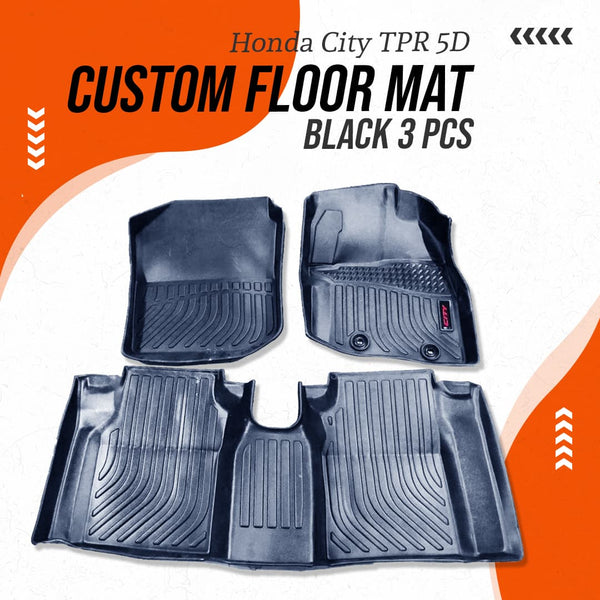 Honda City TPR 5D Custom Floor Mat Black 3 Pcs - Model 2017-2020