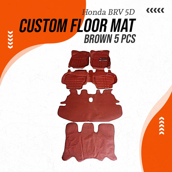 Honda BRV 5D Custom Floor Mat Brown 5 Pcs - Model 2017-2022