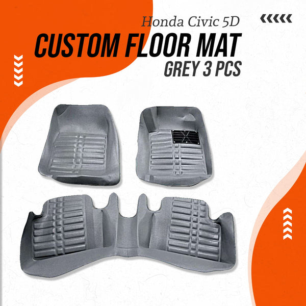 Honda Civic 5D Custom Floor Mat Grey 3 Pcs - Model 2016-2024