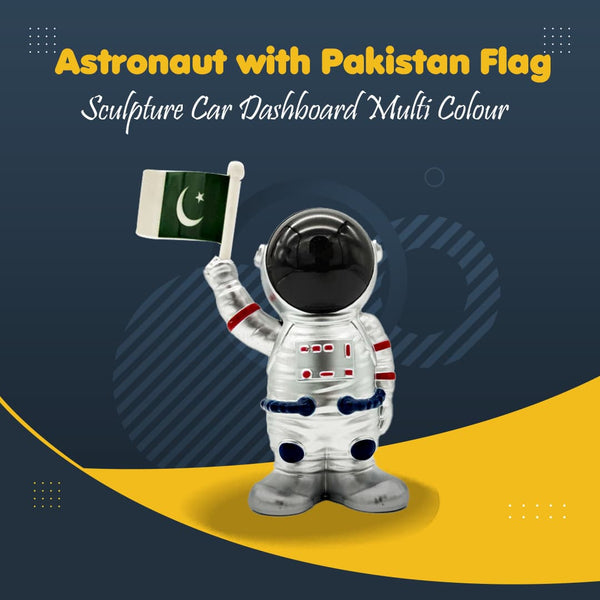 Astronaut with Pakistan Flag Sculpture Car Dashboard Multi Colour