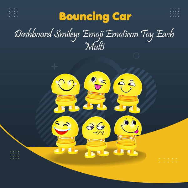 Bouncing Car Dashboard Smileys Emoji Emoticon Toy Each - Multi