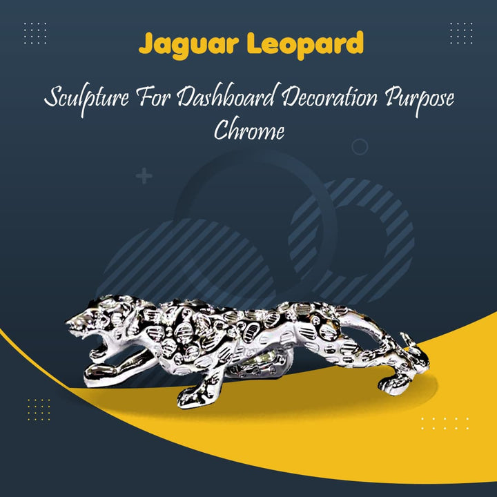 Jaguar Leopard Sculpture For Dashboard Decoration - Chrome