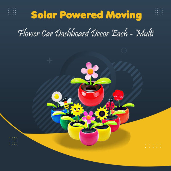 Solar Powered Moving Flower Car Dashboard Decor Each - Multi