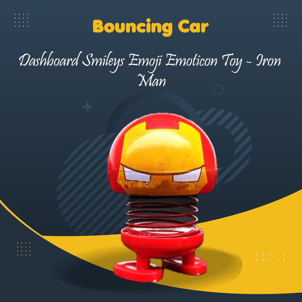 Bouncing Car Dashboard Smileys Emoji Emoticon Toy - Iron Man