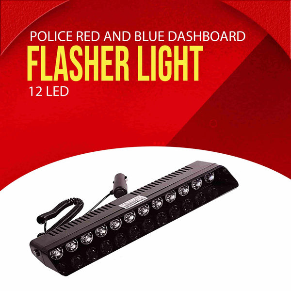 Police Red And Blue Dashboard Flasher Light 12 LED