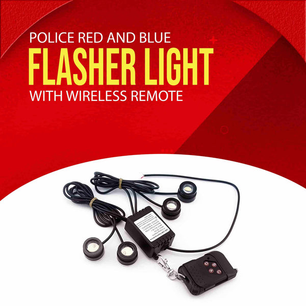 Police Red And Blue Spot Flasher Light With Wireless Remote