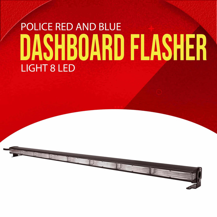 Police Red White & Blue 8-LED Dashboard Flasher Light 45 inches